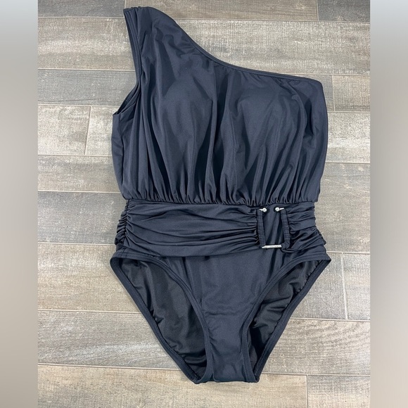 NWOT Michael Kors One-Shoulder Blouson One-Piece - Picture 2 of 8